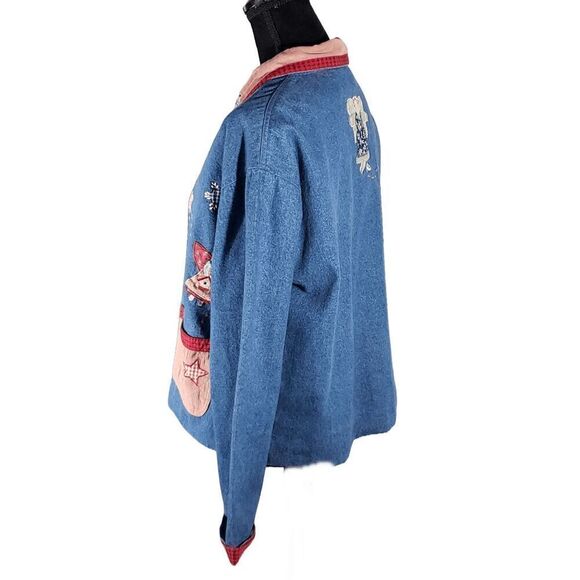 Casey Coleman Blue Denim 100% Cotton Corduroy Button-Up Angel Jacket Size S/M - Picture 7 of 7